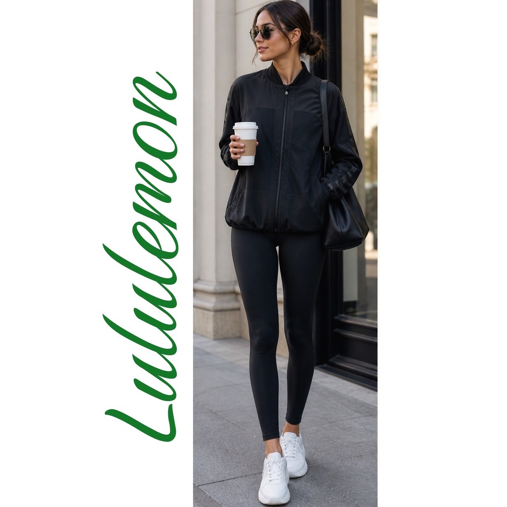Lululemon Run On Black Lightweight Zip Jacket Size 8 Mesh Panel Athletic Track